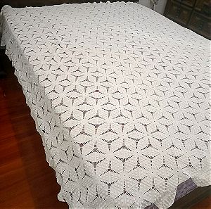 κουβέρτα χειροποίητη πλεκτή με βελονάκι διαστάσεις 180 x 200