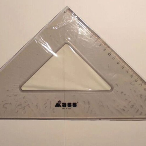Geometric triangle ruler 45 degrees, transparent plastic