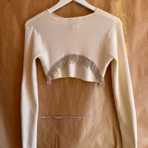 Zara blouse small new, white with diamond detail