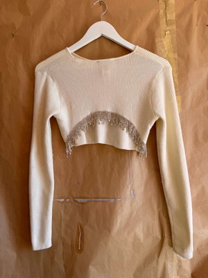 Zara blouse small new, white with diamond detail