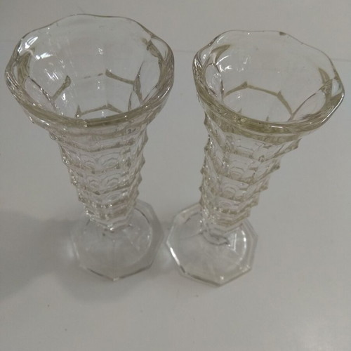 Vintage glass vases or candle holders used, set of 2 pieces