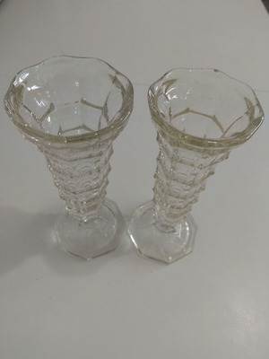 Vintage glass vases or candle holders used, set of 2 pieces