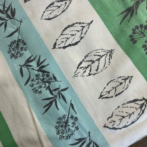 Vintage American Cotton Tablecloth 1950s used, mid-century design