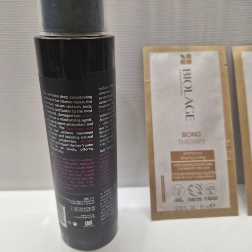 Imel Hyaluronic Hair Serum like new with free Biolage shampoo and conditioner samples
