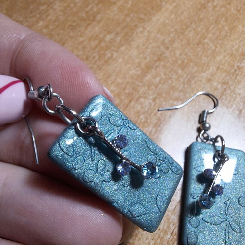 Clay and liquid glass earrings new, blue and turquoise