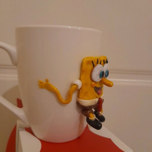 Mug decorated with polymer clay new
