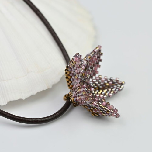 Necklace with unique purple and gold flower custom made