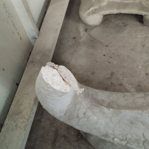 Cement mermaid statue, 110-120 cm height, tail damage