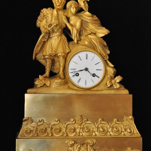 Philhellenic clock with Bride of Abydos, France, second quarter 19th century, like new