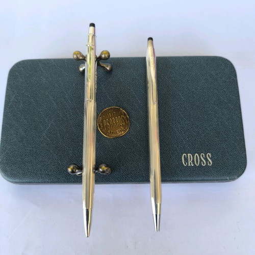 Cross Sterling Silver Century pen and Caran d'Ache Madison silver-plated mechanical pencil used