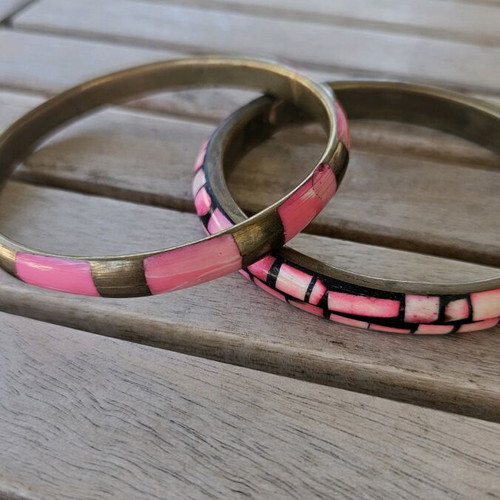 Metal bracelets used, hard, pink
