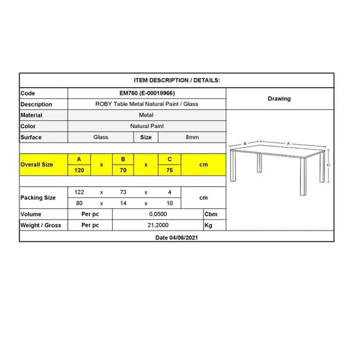 Glass kitchen table used 120x70x75