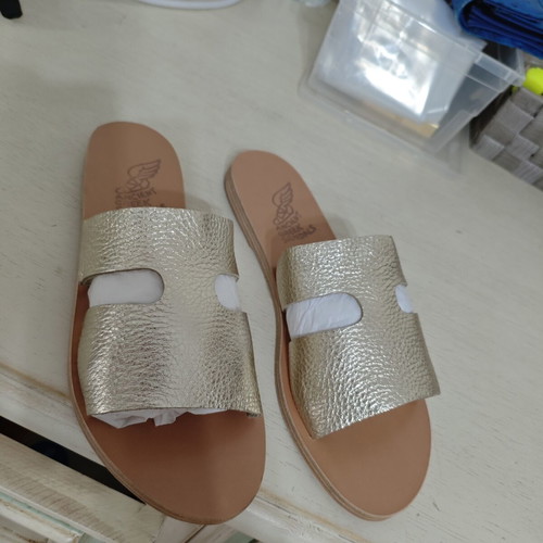 Ancient Greek Sandals Apteros slide sandals platinum new