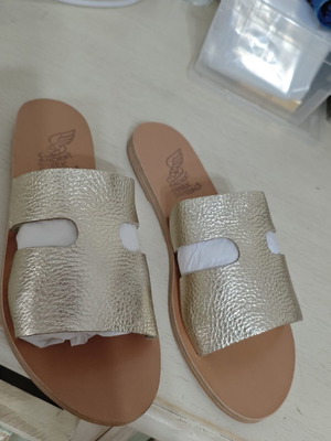 Ancient Greek Sandals Apteros slide sandals platinum new