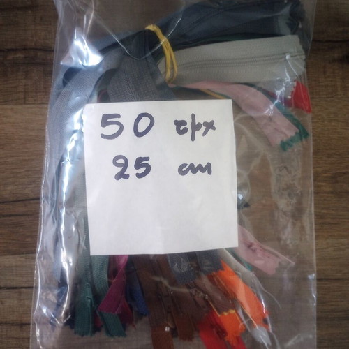 Zipper pack 50 pcs 25 cm, assorted colors