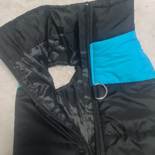 Dog jacket new, black/blue, size L