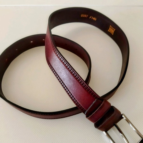 Leader leather belt like new, dark burgundy 115 cm