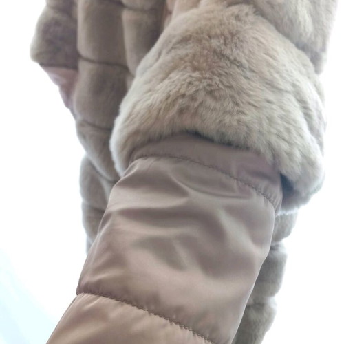 Arma leather rabbit fur coat like new, grey-beige, size S