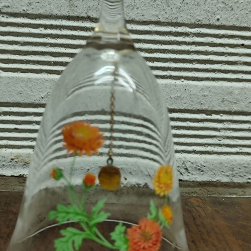 Crystal decorative bell used, 24% lead crystal with autumn flowers