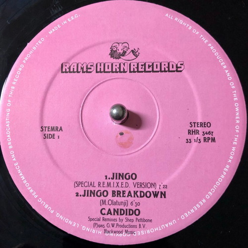 Candido Jingo vinyl 12", 33 RPM like new, pop