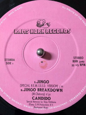Candido Jingo vinyl 12", 33 RPM like new, pop