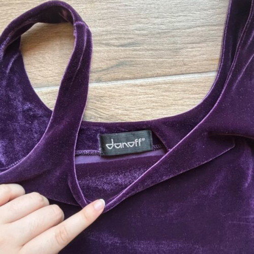 Danoff velvet tank top, vintage, purple, size M