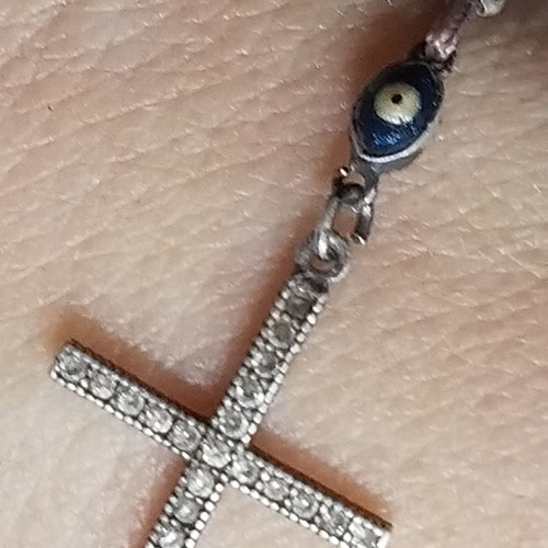 Bracelet with cross and eye used, thin