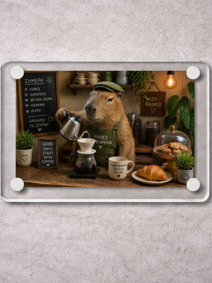 Acrylic Coffee Capybara fridge magnet new, coffee & calm vibes