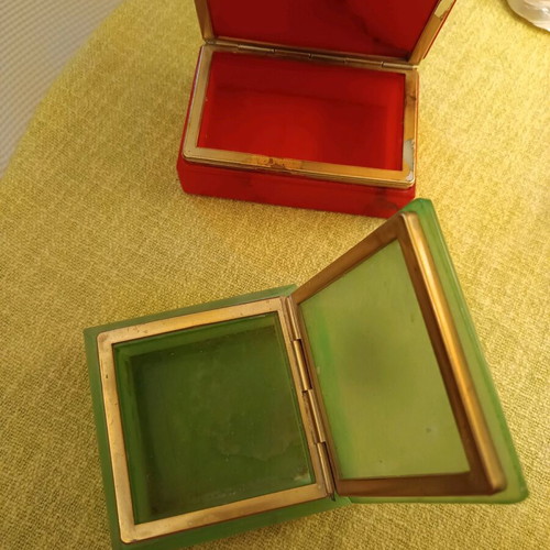 Glass jewelry boxes like new, vintage set of two