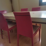 Join extendable solid wood dining table with 6 chairs