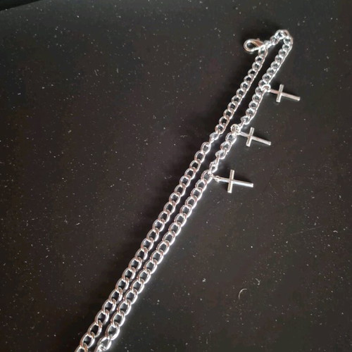 Wallet Chain with 3 Crosses 30cm like new metal