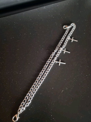 Wallet Chain with 3 Crosses 30cm like new metal
