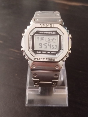 Skmei 1456 men's watch used, silver, Casio G-Shock homage