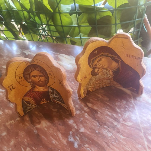 Religious ceramic icons, set of 2