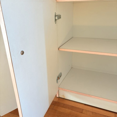 Two white bookcases with cupboard, 85cm width