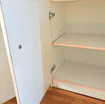 Two white bookcases with cupboard, 85cm width