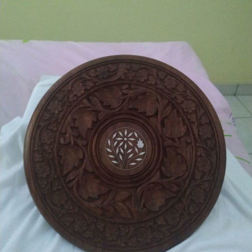 Wooden carved wall decor used, also fits on a stand