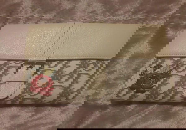 Christian Dior γυναικείο limited edition,monogram beige canvas,ivoir leather,flowers compact wallet