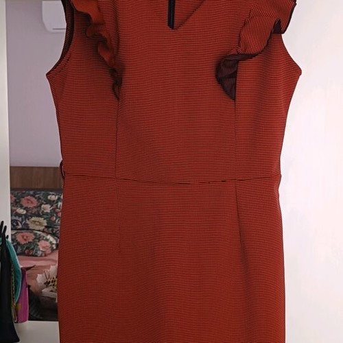 Vintage red fitted dress like new, petit check pattern