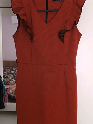 Vintage red fitted dress like new, petit check pattern