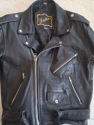 Dallas vintage leather biker jacket, genuine leather, size 42