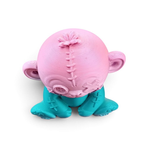 3D printed zombie teddy bear figure, two-tone gradient