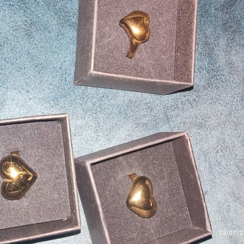 Stainless Steel Rings new, gold color, heart shape, set of 3