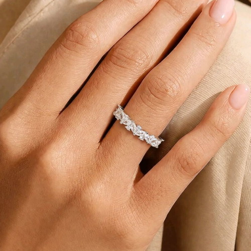 Brass ring with cubic zirconia size 6 new, silver color