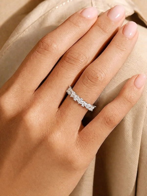 Brass ring with cubic zirconia size 6 new, silver color