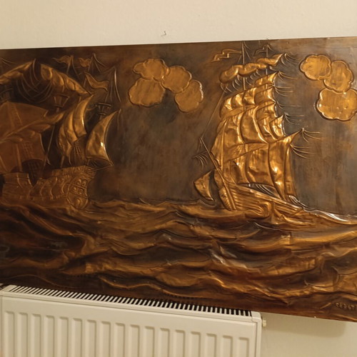 Chalcography by Ckretas with Sailing Ships, Like New, 100x60 cm