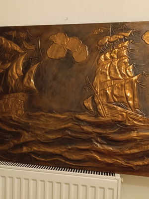 Chalcography by Ckretas with Sailing Ships, Like New, 100x60 cm