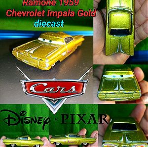 Disney Pixar Cars Ramone 1959 Chevrolet Impala Gold Αυθεντικό Αυτοκινητάκι Ντίσνεϊ μεταλλικό diecast toy car model συλλεκτικό σε έκδοση χρυσό χρώμα  χαρακτήρας Ραμόν collection collectible vehicle