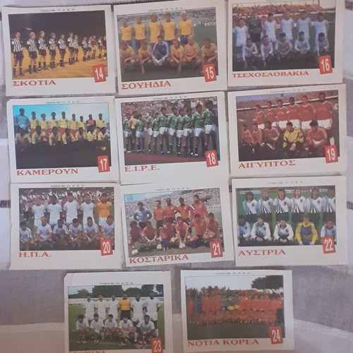 World Cup 1990 football team stickers collection, retro 23/24 teams