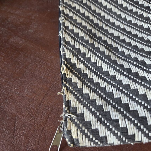 Straw bag used, tricolor, black and beige